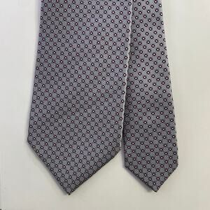 DOLCEPUNTA Grey Blue Pink Polka Dot Silk Tie